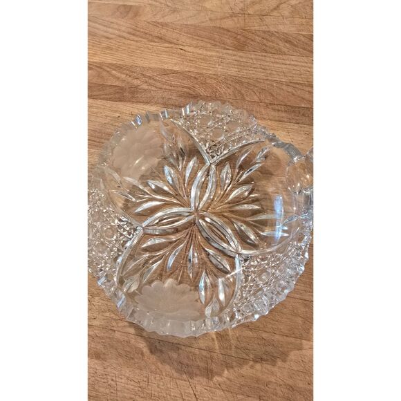 American Brilliant Period Nappy Shallow Open Serving Dish Clear Glass VTG - Picture 2 of 7